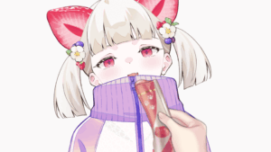 猫のおやつを持つ手のイラスト