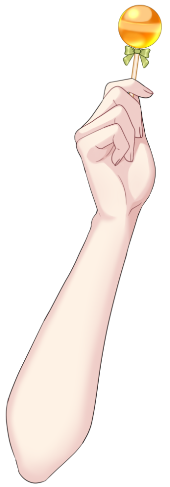 キャンディを持つ手のイラスト オレンジ