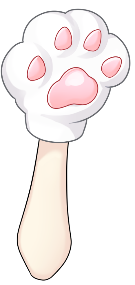 猫の手袋をする手のイラスト 白