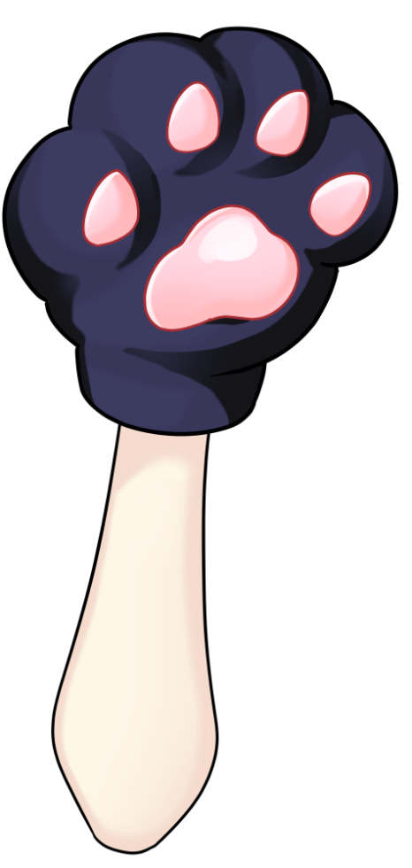 猫の手袋をする手のイラスト 黒