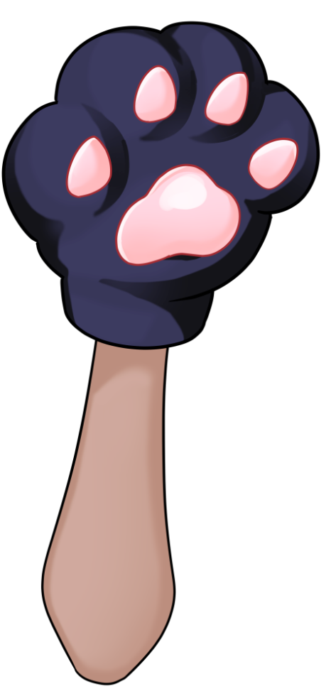 猫の手袋をする手のイラスト 黒