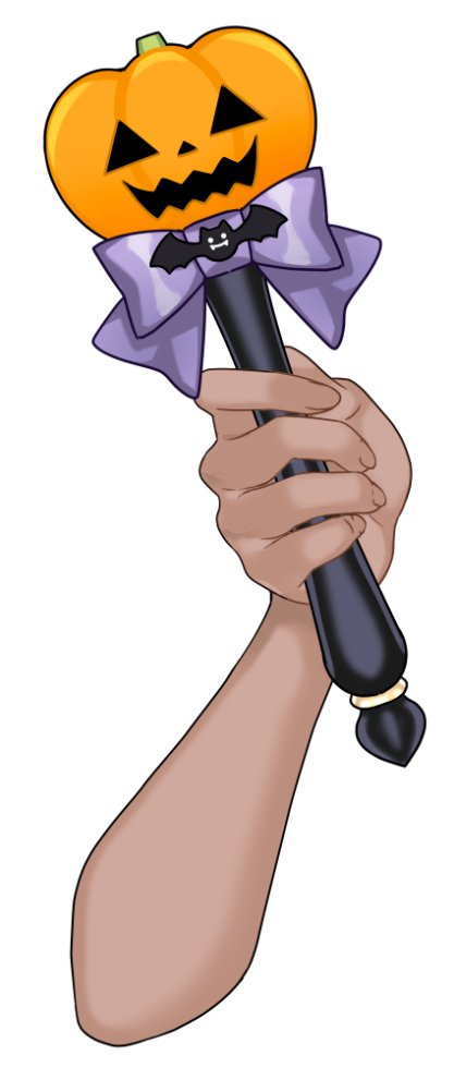 ハロウィンステッキを持つ手のイラスト かぼちゃ