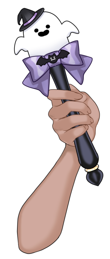 ハロウィンステッキを持つ手のイラスト おばけ